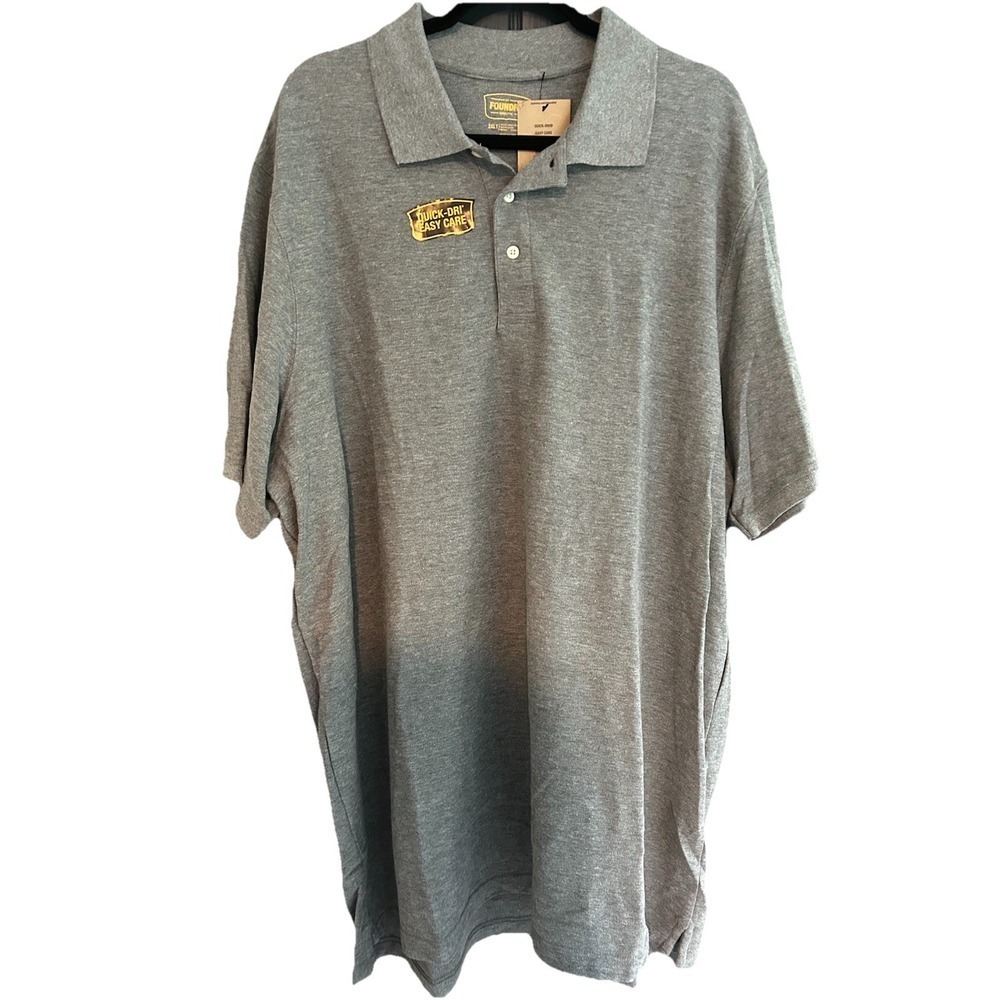 Foundry Everyday Casual Collared Men's Short Sleeve Shirt 2XL Tall  Grey NWT